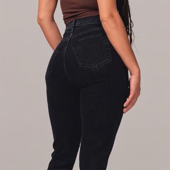 Abercrombie & Fitch The 90s Slim Straight Ultra High-Rise Crossover Waist Black - Picture 4 of 11